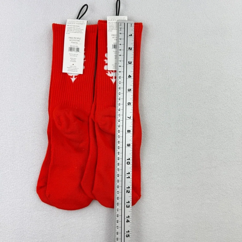 2 PAIRS - FP Movement‎ Last Lap Tube Socks Orange Lucky Honey NEW - Picture 3 of 5